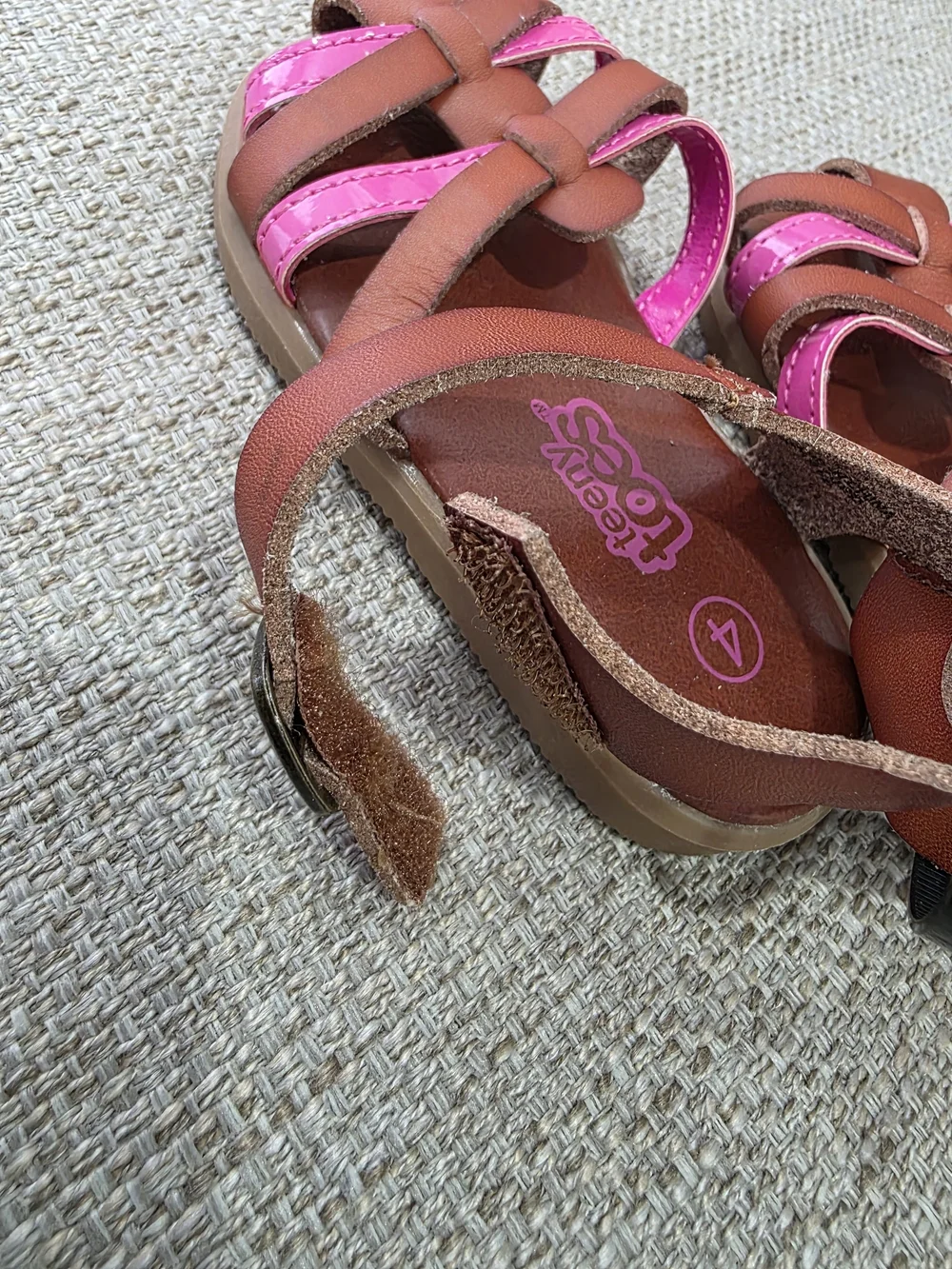 Girls Brown and Pink Strappy Comfort Sandals